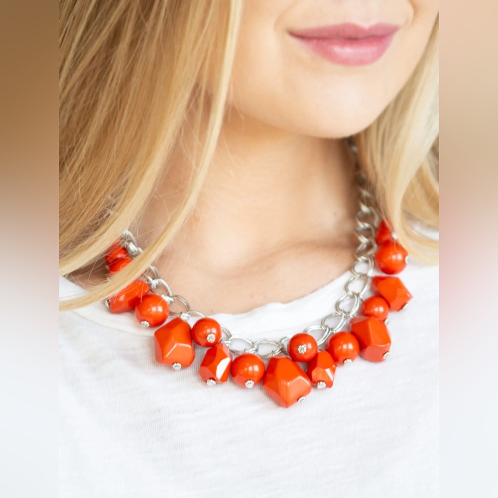 Bold Orange Beaded Necklace